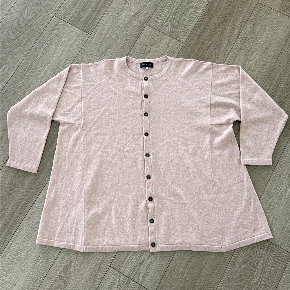 Eskandar women’s Cashmere Side Paneled Button down Cardigan O/S pink NWT